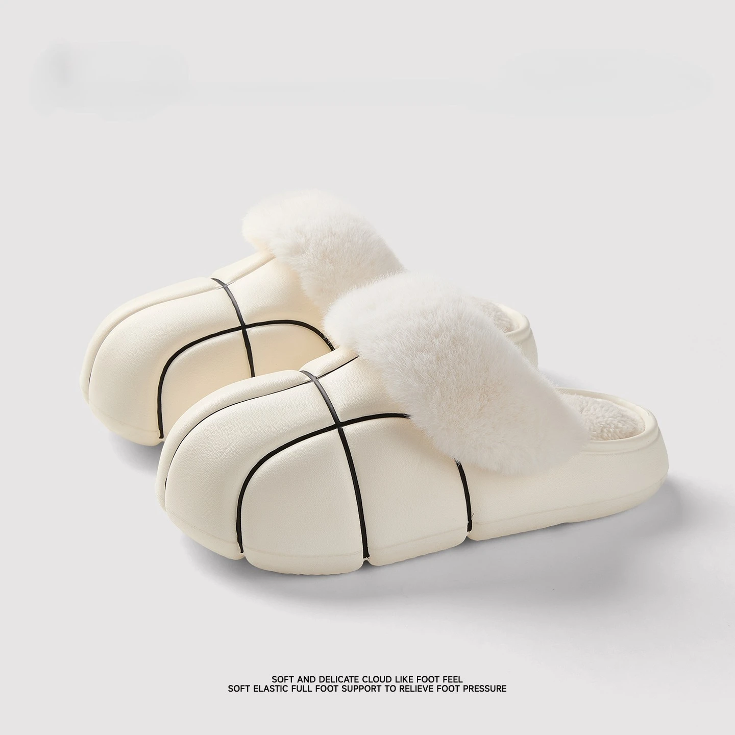 

Wholesale Bread Concha Slippers for Winter Home Cute Pattern Fur Slippers Non-Slip Thick Sole Home Plush Slippers for Men Women