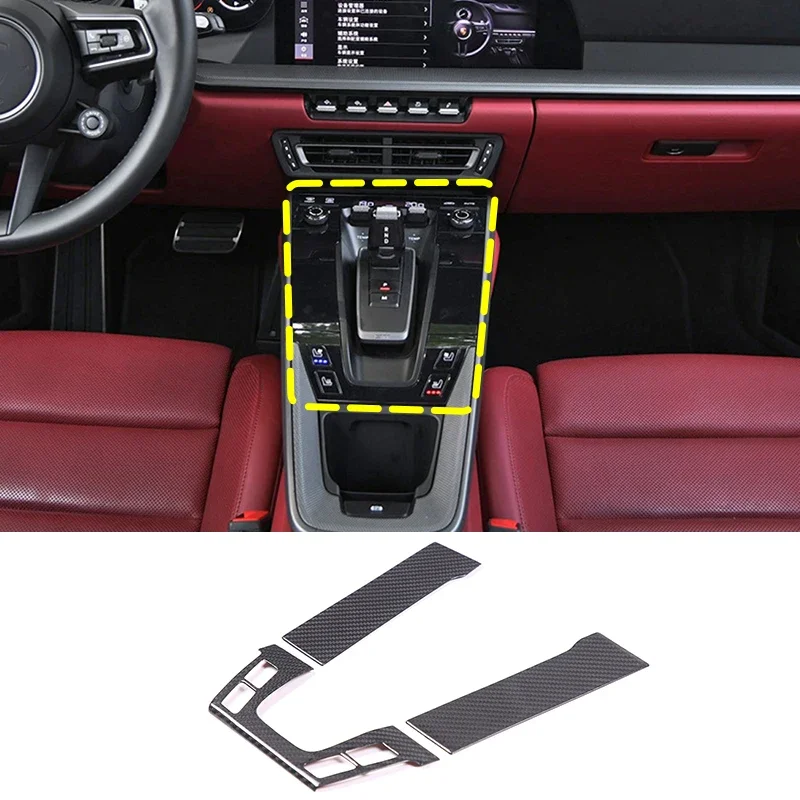 For Porsche 911 992 2019-2022 Real Carbon Fiber Car Central Control Seat Adjustment Switch Panel Cover Trim Sticker Accessories