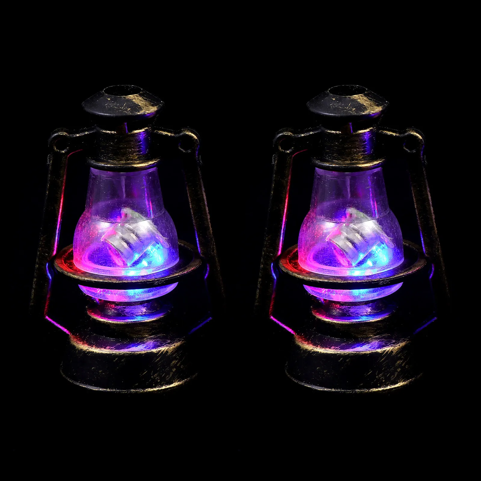

2Pcs Lamp Mini Simulation Home Decoration Retro Miniature Lantern Scene Layout Prop LED Lighting Ornament
