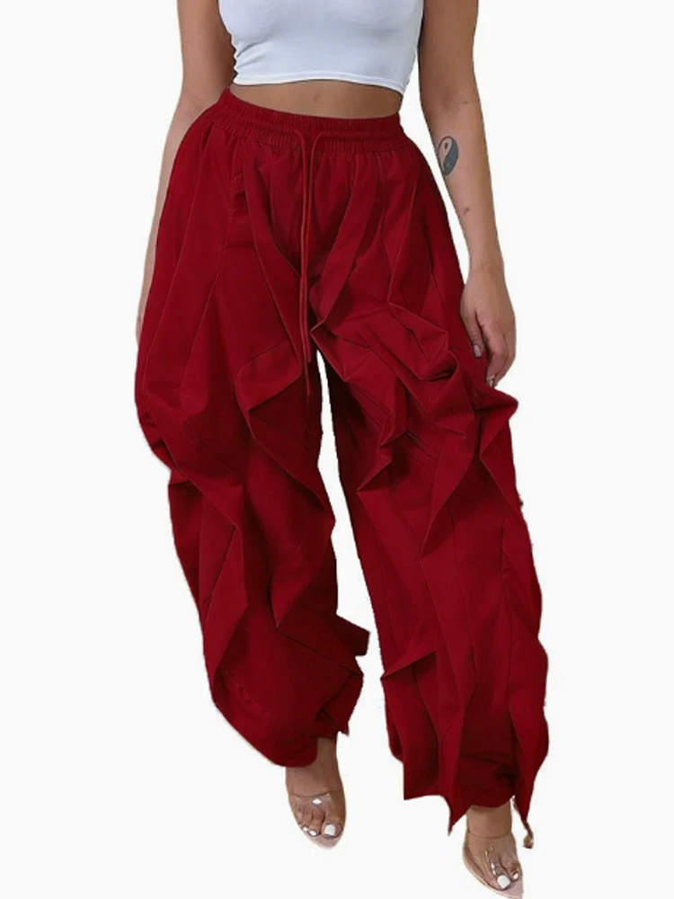 

Женские повседневные однотонные брюки-карго с высокой талией и карманами