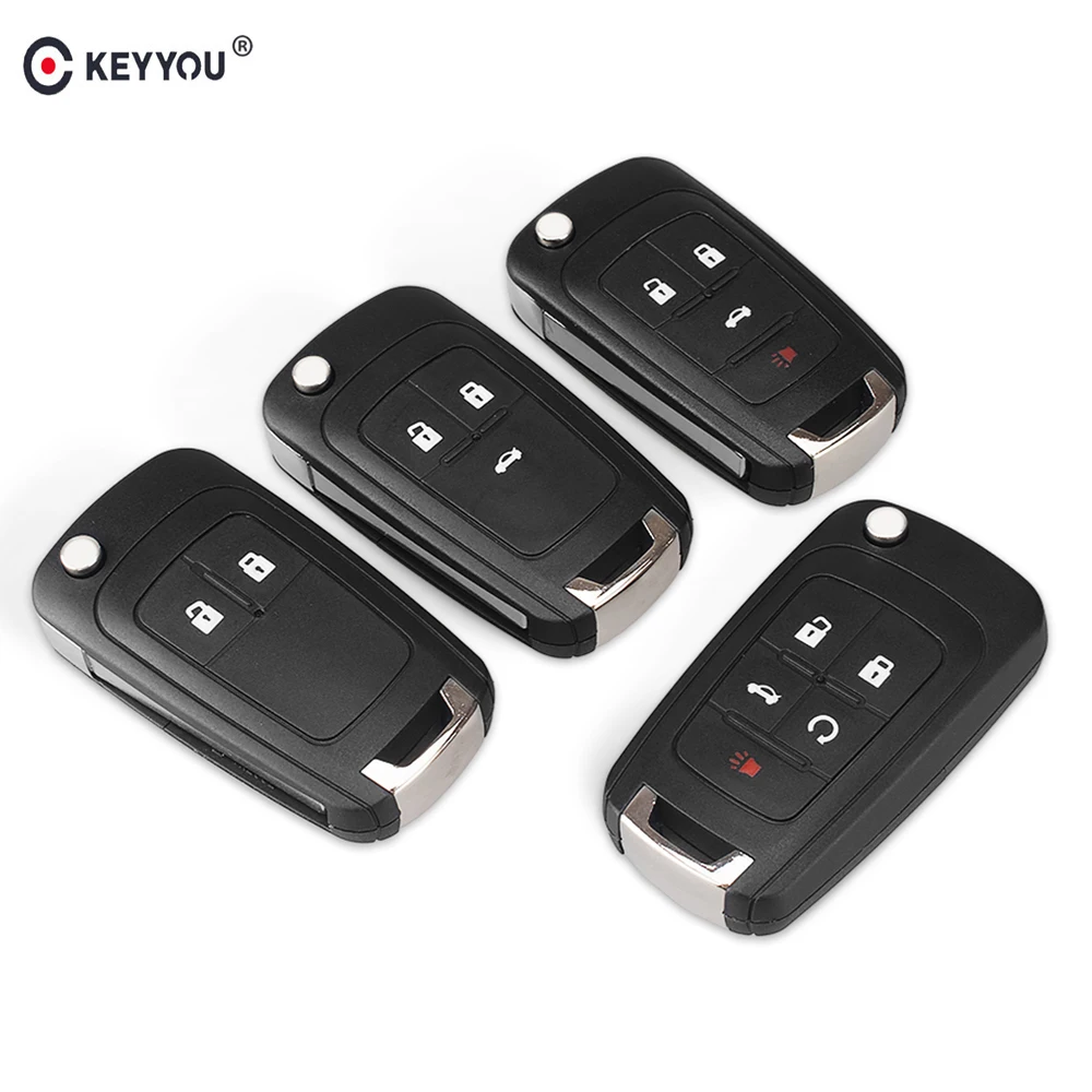 

KEYYOU 40x Flip Folding Remote car Key Shell For Chevrolet Cruze Epica Lova Camaro Impala 2 3 4 5 Button HU100 Blade