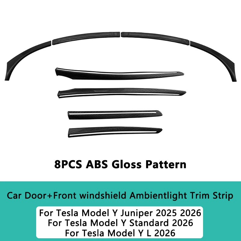 HEENVN Model YL 2026 Deurbekledingstrip voor Model Y Juniper Standaard Accessoires Auto ABS Voorruit Sfeerverlichting Decoratiestrip