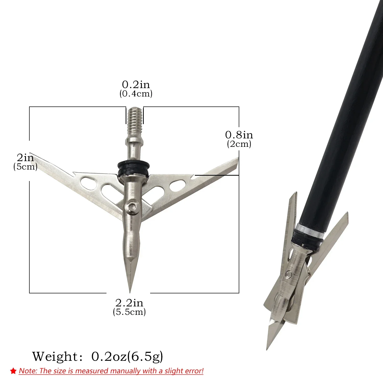 Mechanical Hunting Broadhead 2 Inch Cutting Diameter Expandable Double Blade Automatic Deployment for Compound Recurve Bow Hunt