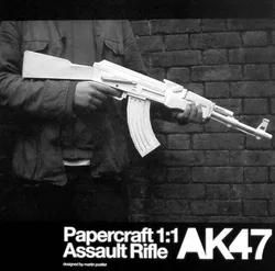 1:1 Manual DIY 3D Paper Model White ak 47 Assault Rifle Handmade Gun Toy