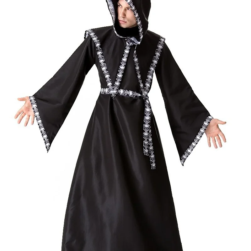 

Новинка 2025 года, костюм на Хэллоуин, волшебник, халат для ролевых игр, костюм старой ведьмы со скелетом для мужчин и женщин, пары, костюм на Хэллоуин