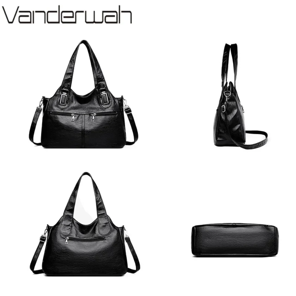 Einfarbig Schulter Tasche Für Frauen Mode Weiche Leder Casual Tote Tasche Damen Vintage Messenger Umhängetasche Pendeln Sac