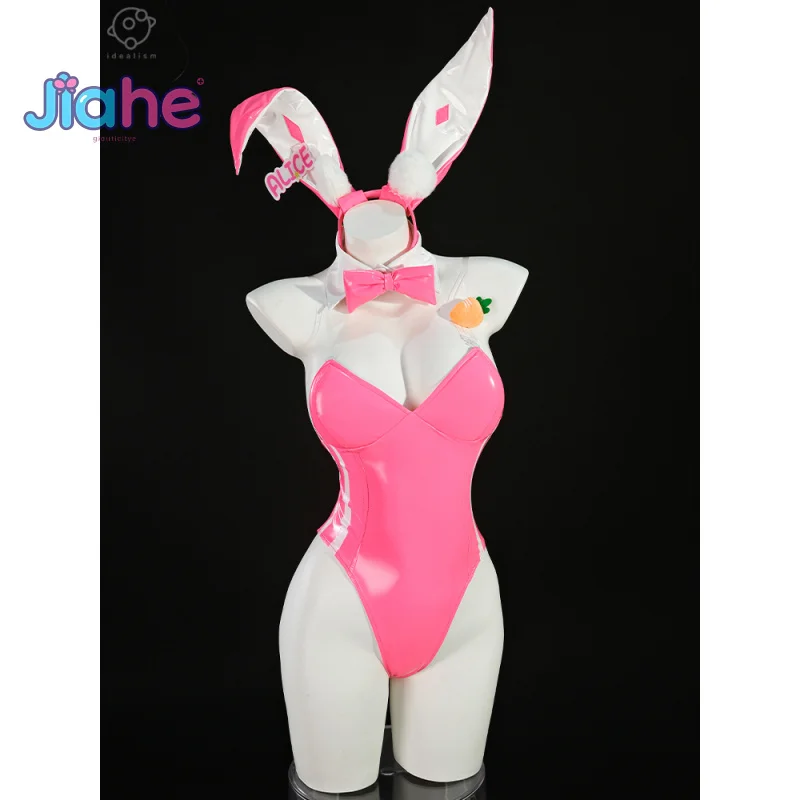 

Game Anime AL-1S‌ Alice Cosplay Costume Women Sweet Pink Rabbit Girl Collar Knot Headpiece Halloween Party set