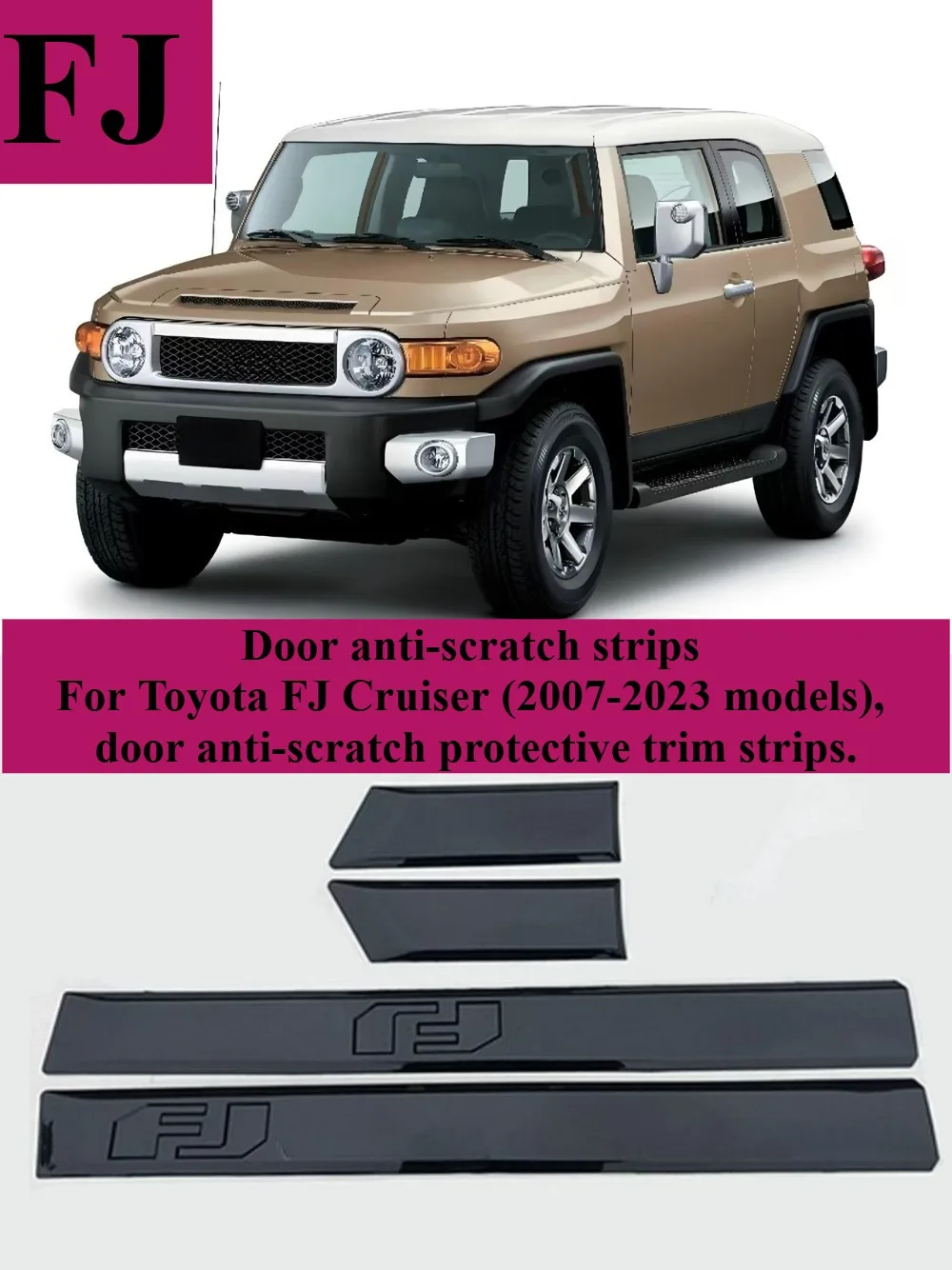 For Toyota FJ cruiser accessories modified door anti-collision strip body trim strip door exterior panel paint decoration