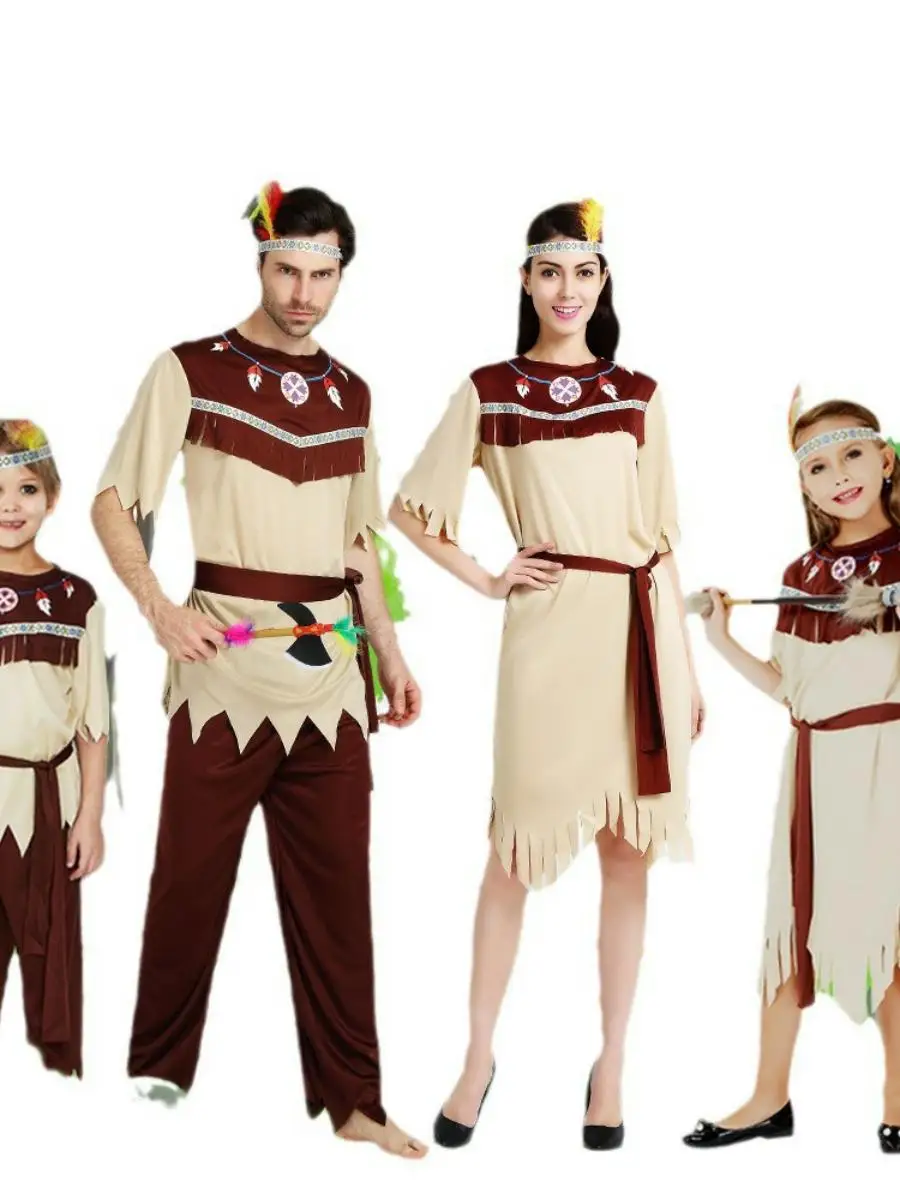 Halloween Indisches Kostüm ey Weiß Indigus Wild Man Kleidung für Männer und Frauen Tanzaufführung Festival Par Requisiten