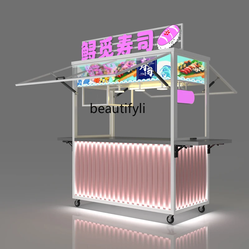 

Customizable outdoor mobile snack dining car, wrought iron stall night market multi-functional dining car
