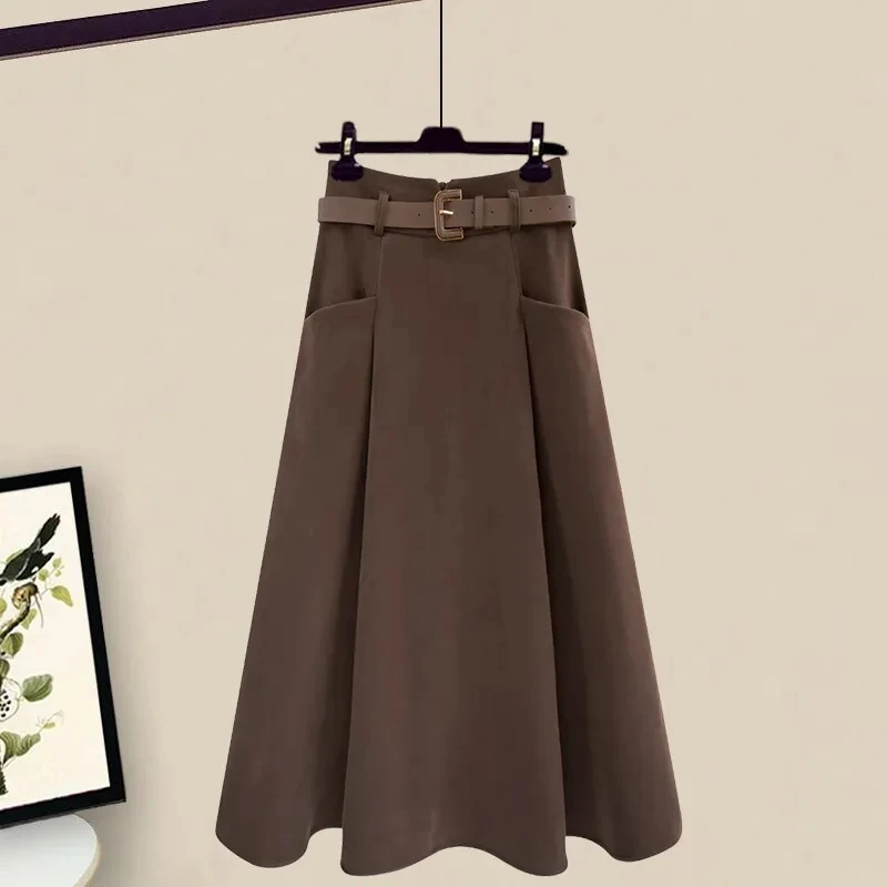 Autumn and Winter Set Women's Korean Edition New Slimming and Aging Reducing Sweater Slim Fit Half Skirt Two Piece Set