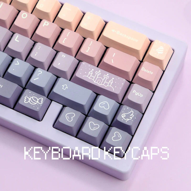 

Custom Fairy Tale Keycaps 136 Keys Personalize Cherry Profile Purple Keycaps for Mechanical Keyboard DIY Dye Sublimation Keyboar