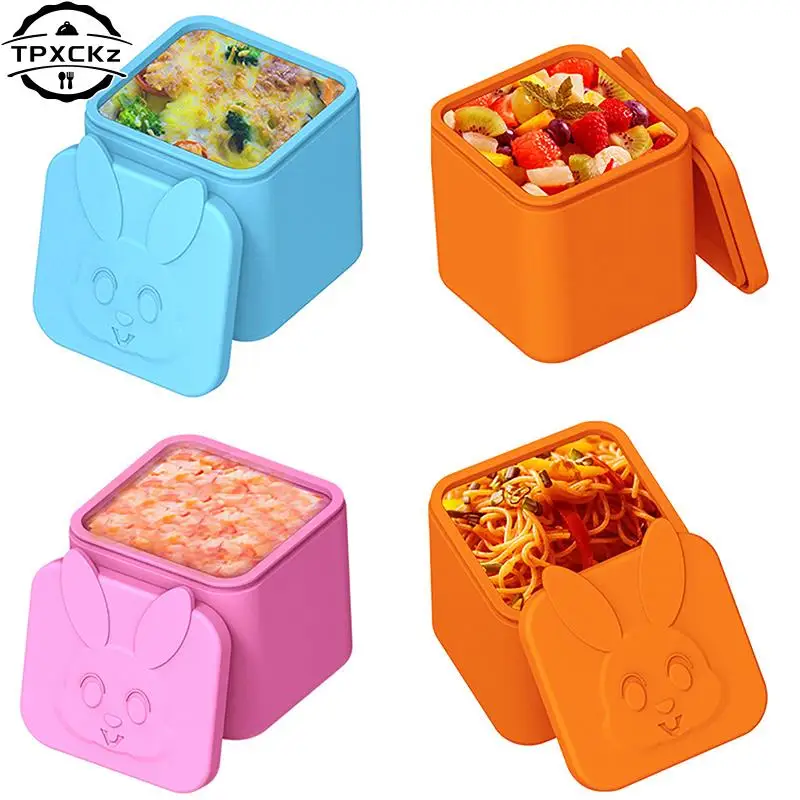 Silicone Lunch Box Sauce Divider Cup With Lid Square Small Condiment Storage Box Dip Cup Non-Stick Container Food Cover Bento