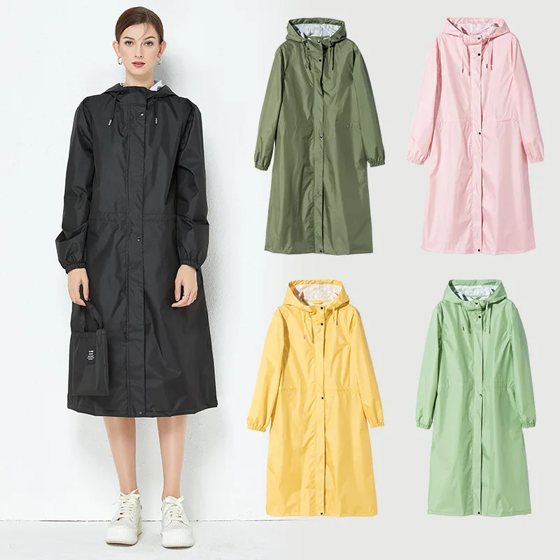 Fashion Lightweight Breathable Women Raincoat Biker Waterproof Long Rain Coat Ponch Outdoor Windproof Hiking Men Rainwear Jacket