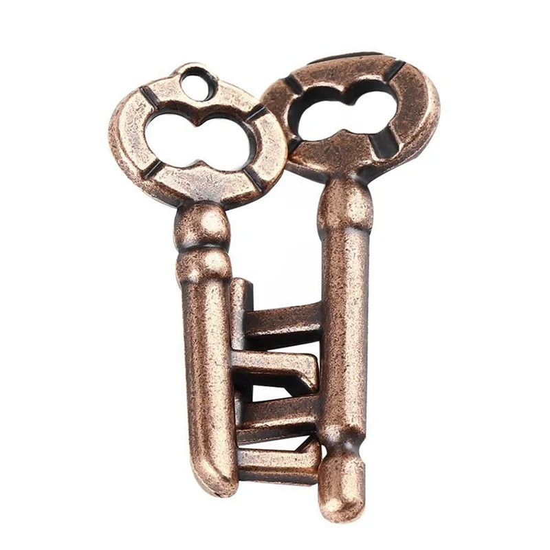 2X Classic Intelligent Lock  Brain Tester Development Alloy Key Ring Puzzle Game Kid IQ Thinking Test Key Puzzle -[A17I]
