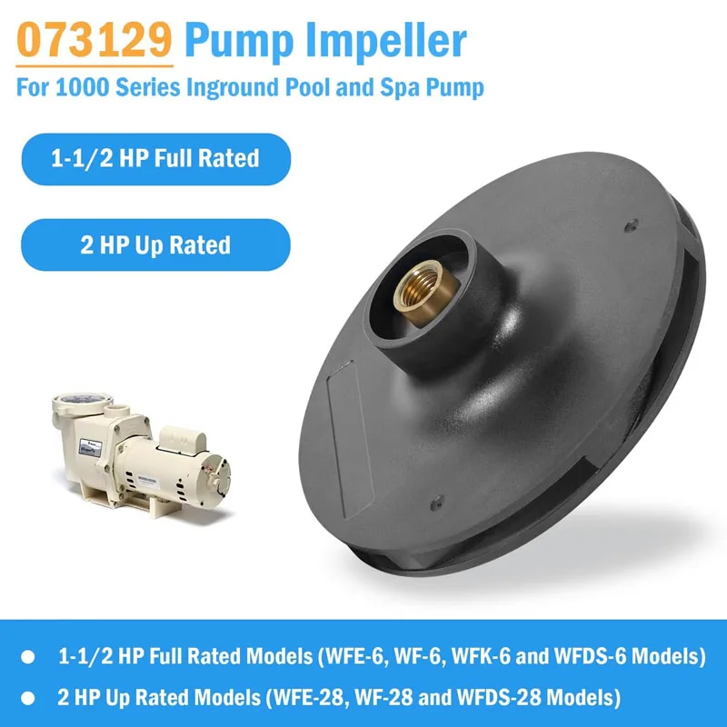 073129 Pump Impeller Replacement Fit for 1-1/2 HP WhisperFlo Pump Impeller for Pool and Spa Pump, Black