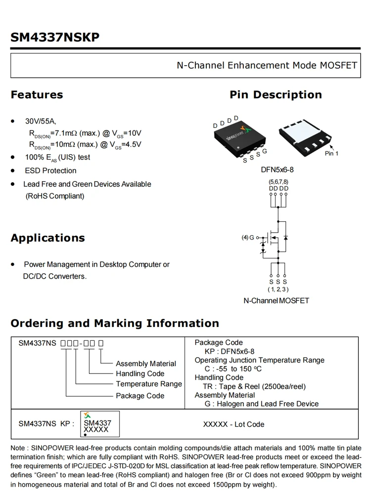 5PCS SM4336 SM4337 SM4364 SM4365 SM4370 SM4373 SM4377 SM4378 PDFN-8 chip IC MOS field-effect transistor