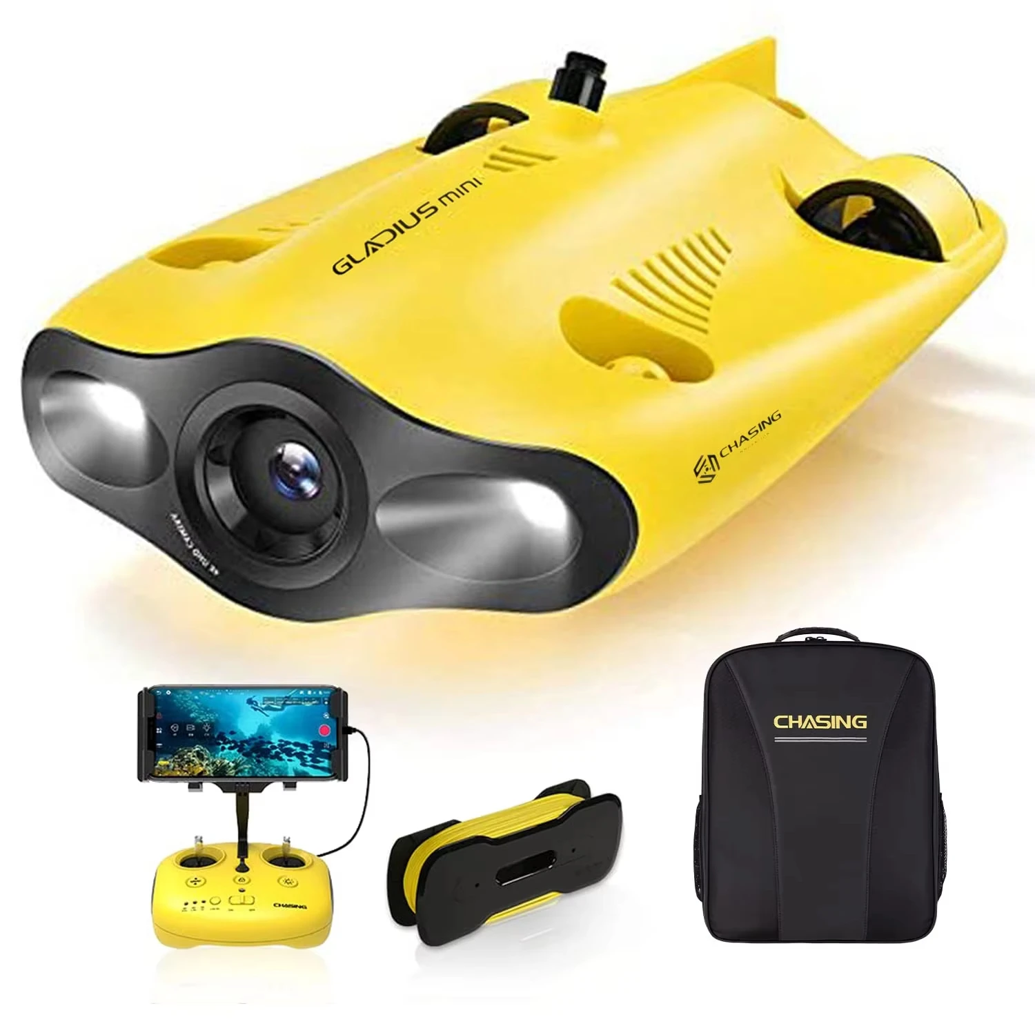 

Подводный дрон-робот Chasing Gladius Mini S с камерой 4K UHD для дайвинга до ROV, кабель 100 м, управление VR, подводный полет