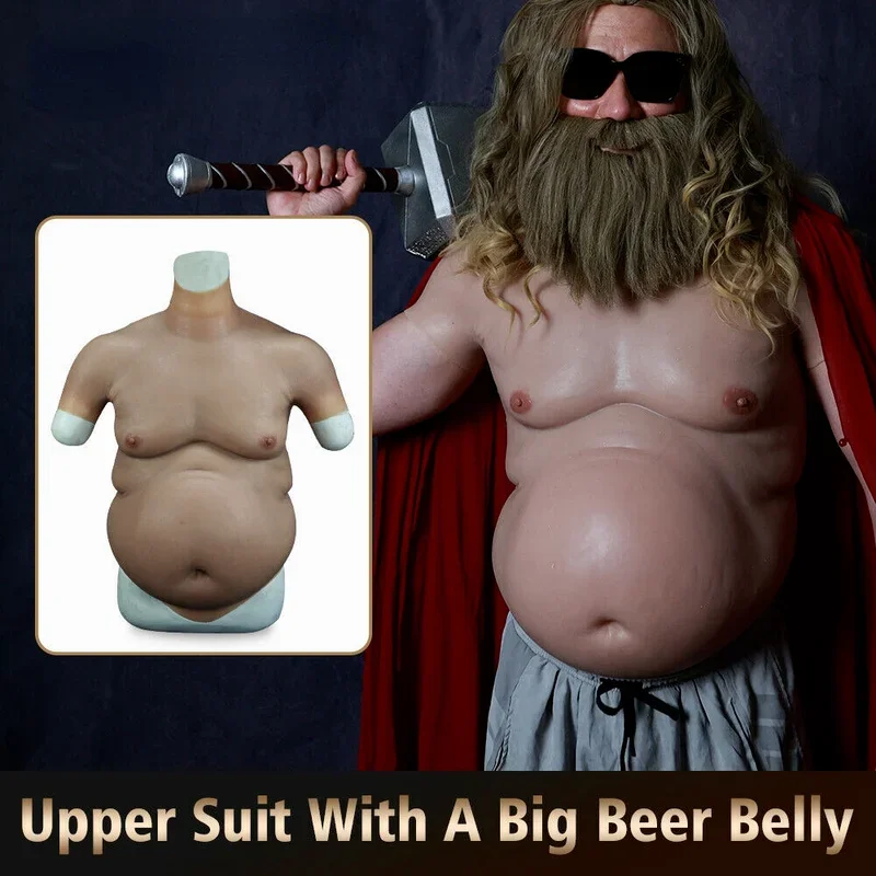 

Realistic Silicone Upper Body Suit with A Big Beer Belly for Easy Dressing for Role-playing Casual Wearers