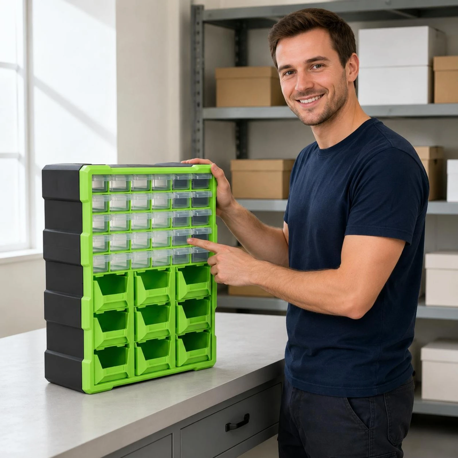Parts Organizer Cabinet Plastic Small Parts Storage Cabinet Heavy Duty ABS Material for Workshop
