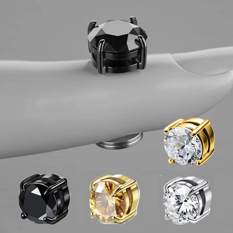 Fashion Crystal Magnetic Clip Ear Stud Non Piercing Earrings Fake Earrings for Men Women Jewelry Gifts