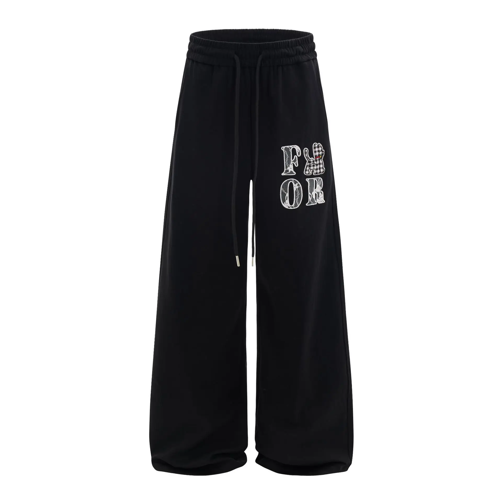 OR FL Women's American Retro Splicing Curved Knife Sweatpants Trendy Brand Design Sense Clear Thread Design Leisure Sports Pants