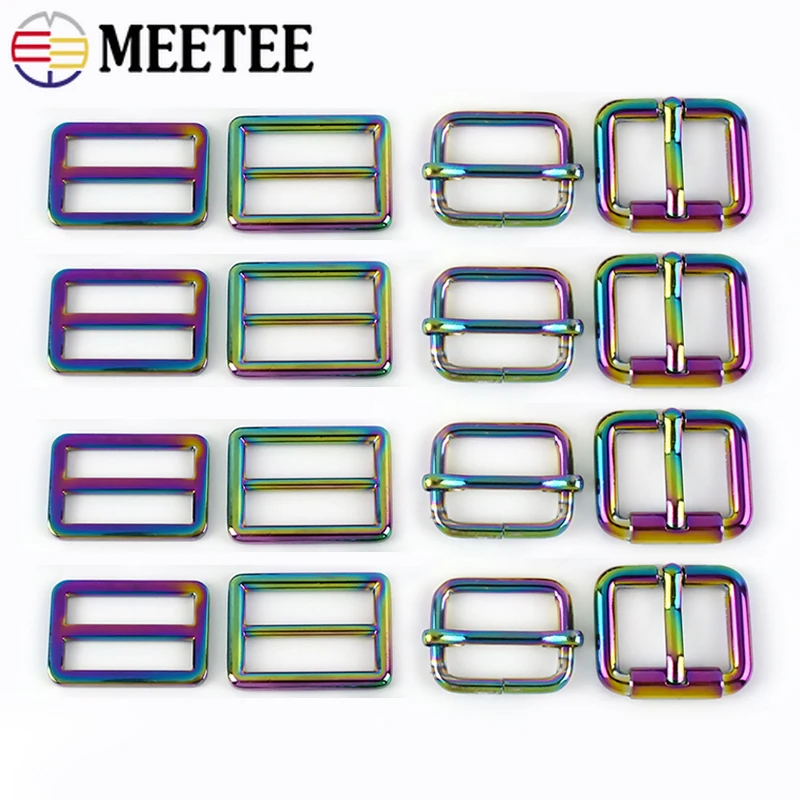 

20Pcs 20/25/32/38mm Rainbow Metal Tri-Glide Ring Buckles Webbing Belt Strap Adjust Clasp Hook DIY Bag Clothes Hardware Accessory