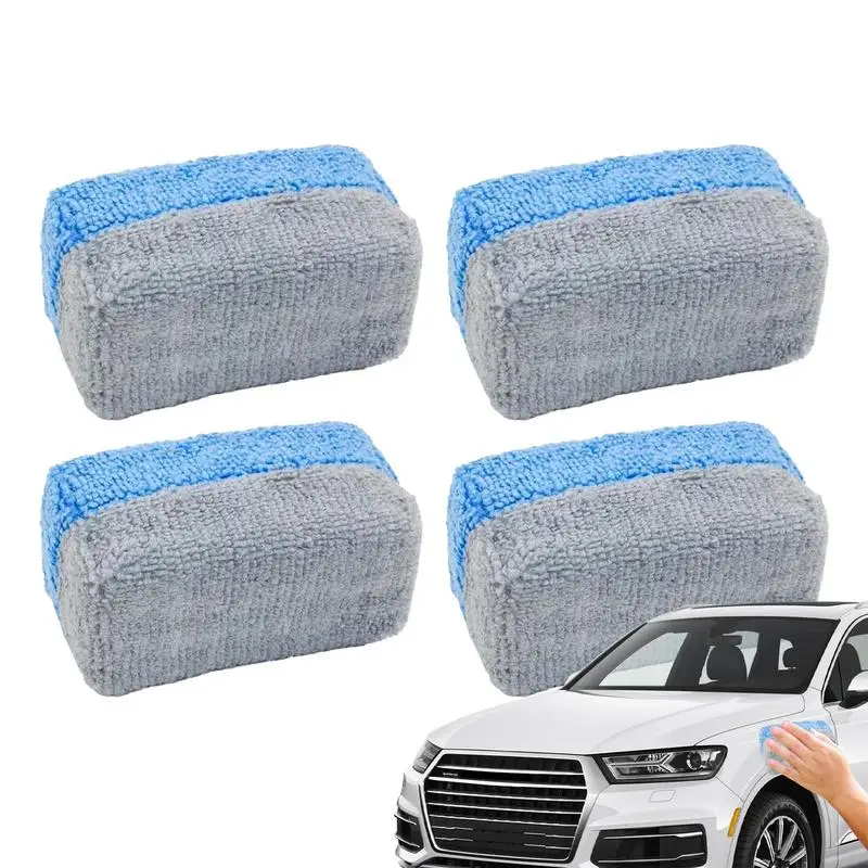 

Microfiber Applicator Sponge Pads Car Wash Wax Polish Sponge 4Pcs Washing Pad For Auto Detailing Car Cleaning Tool For SUV RV