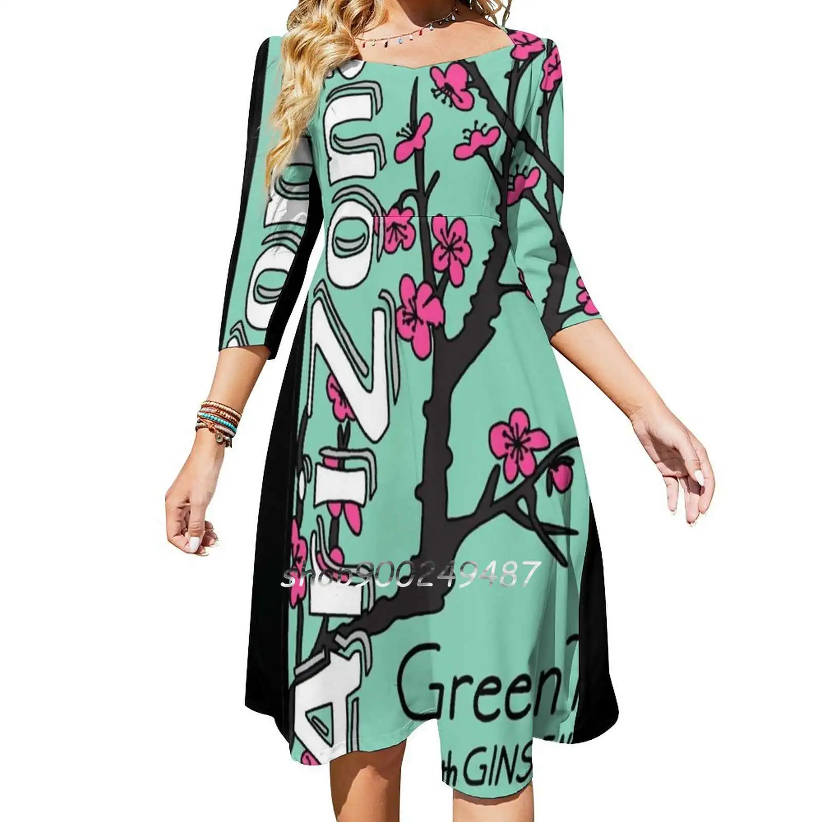 Arizona Green Tea Flare Dress Multiple styles Print Dress Short and Long Sleeve Dress Arizona Tea Green Tea Ice Tea