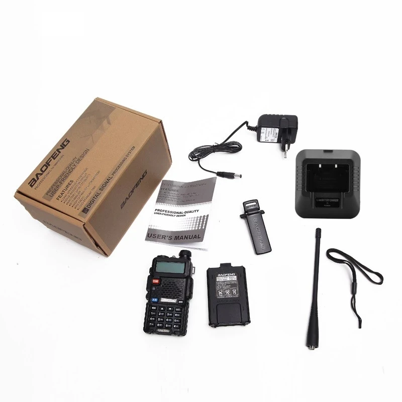 Baofeng-UV-5R Walkie Talkie portátil, 5W, rádio Ham CB, banda dupla, VHF, UHF, transceptor FM, dois sentidos, caça, UV-82, UV-9R Plus