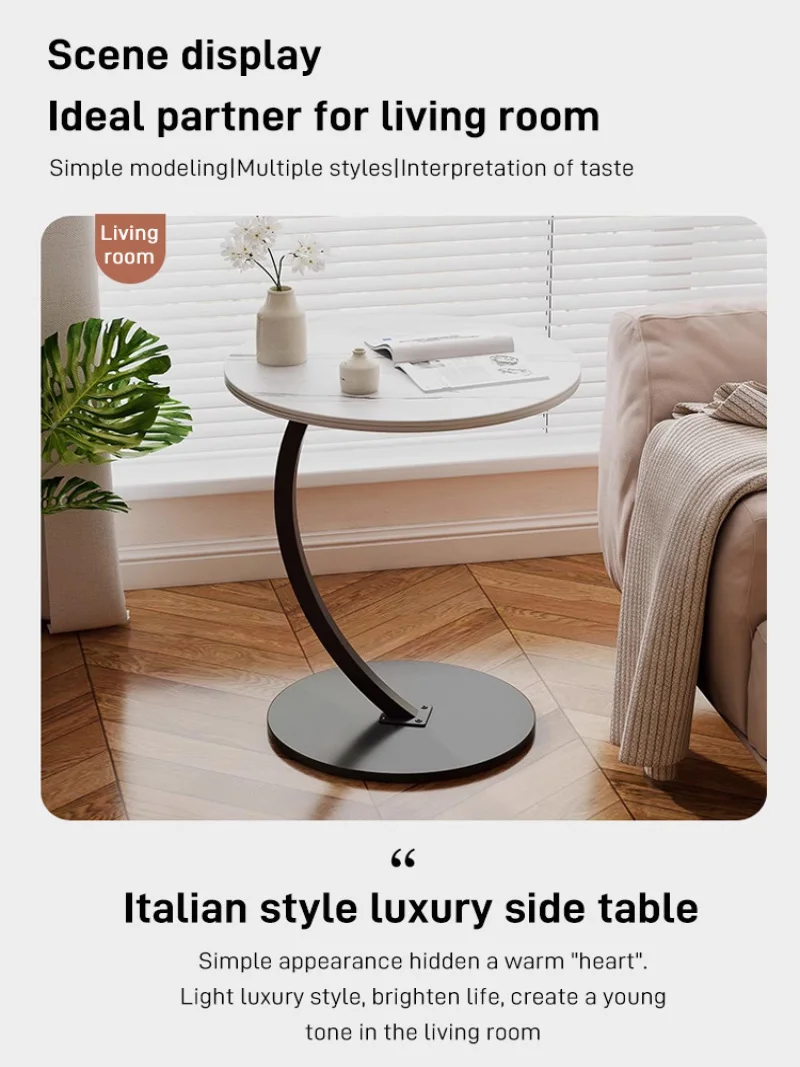 Small apartment light luxury bedside small coffee table round movable small table mini coffee table