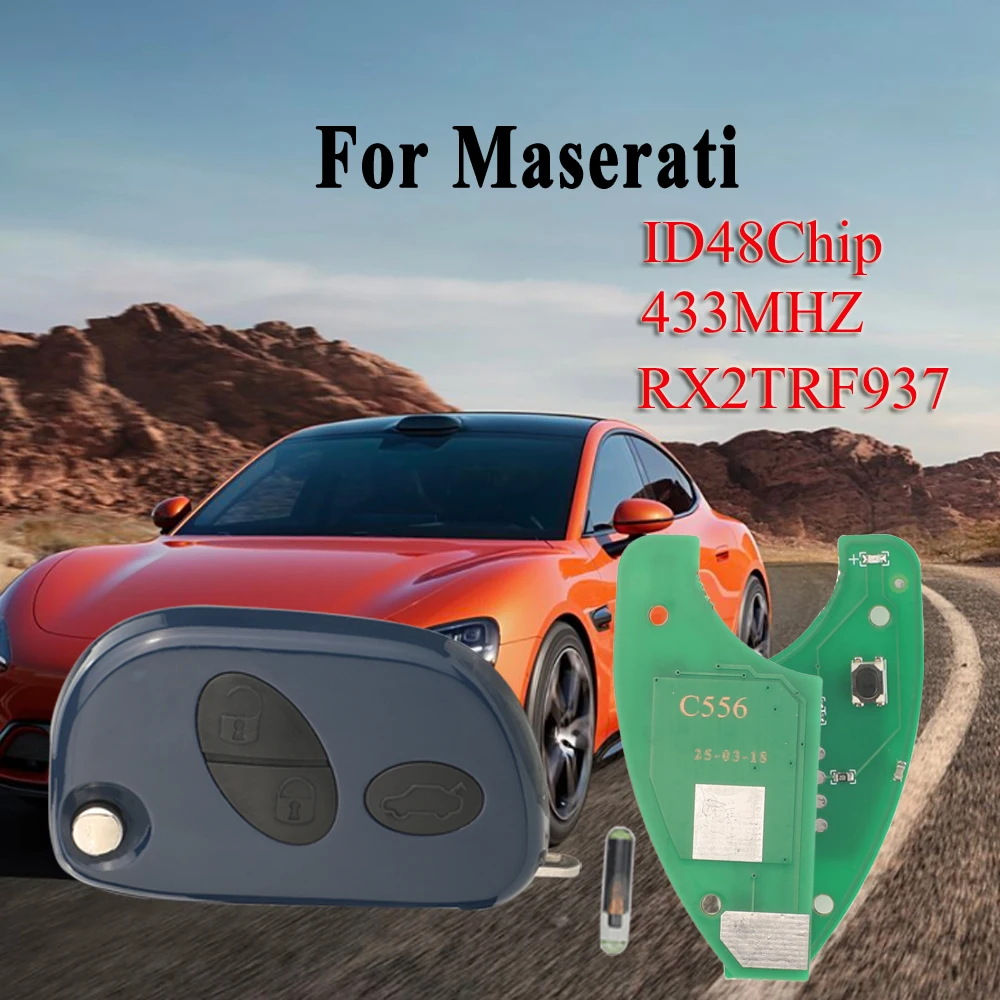 

Jingyuqin 3 кнопки FCCID: RX2TRF937 ID48 чип 433 МГц откидной автомобильный дистанционный брелок для Maserati Quattroporte Gran Turismo 2005-2011