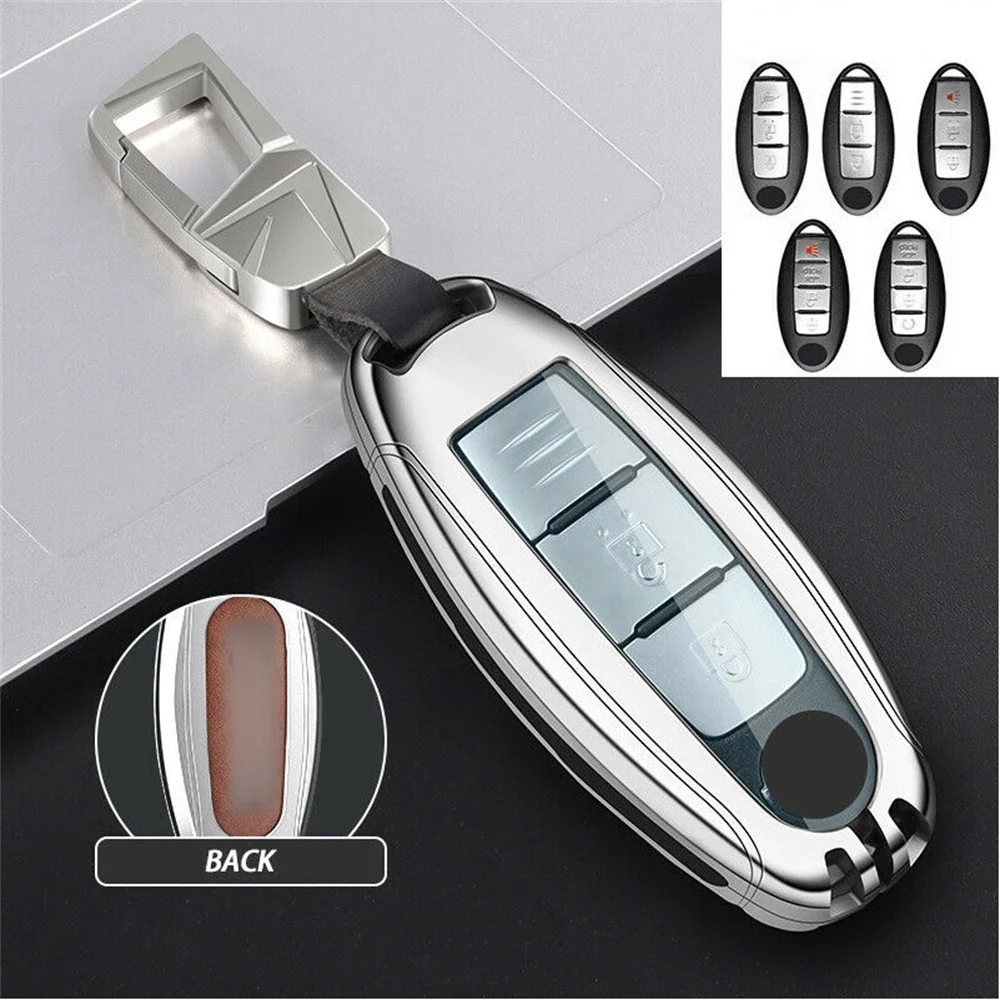 Zinc Alloy Car Key Fob Case Cover Skin Holder Protector Bag Shell For Nissan Infiniti 4 Buttons Accessories Styling