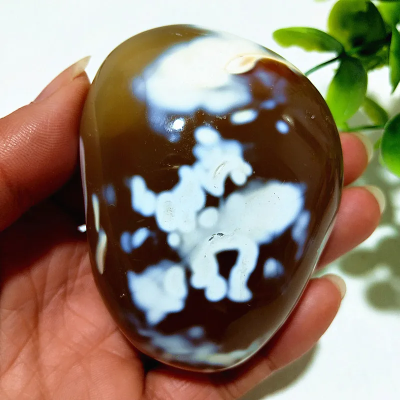Natural Stone Lace Flower Agate Yanyuan Crsytal Palm Stones Meditation Spiritual Healing Feng Shui Gem Room Decoration