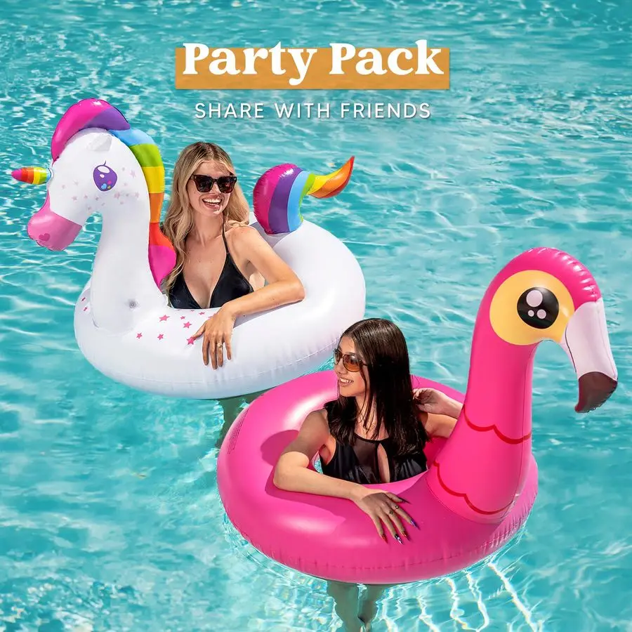 Confezione da 2 flamingo unicorno piscina galleggiante divertente galleggianti tubi gonfiabili per piscina giocattoli decorazioni per feste, vacanze estive lago spiaggia