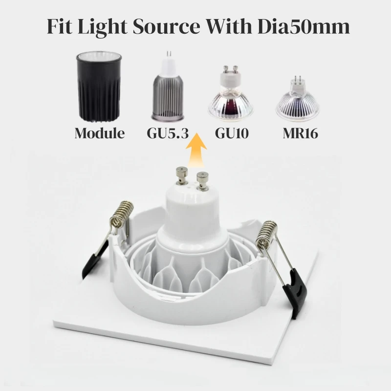 Immagine 4: Staffa montata da incasso a LED in plastica GU10/MR16 Supporto base per lampadina Accessori per telaio per faretto a soffitto sostituibile per interni