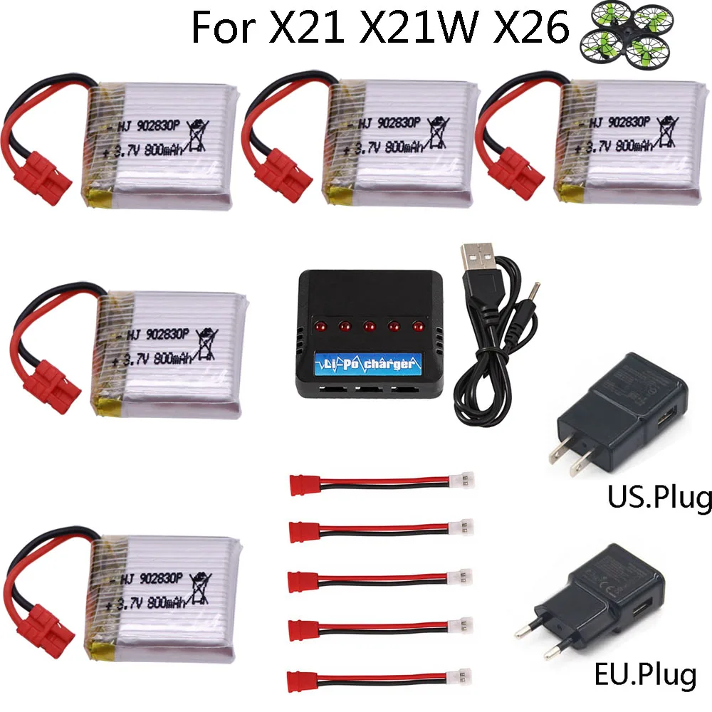 Upgraded 3.7V 800mAh rechargeable lipo Battery with Chager cable for SYMA X21 X21W X26 Quadcopter Spare Parts RC helicopter toys