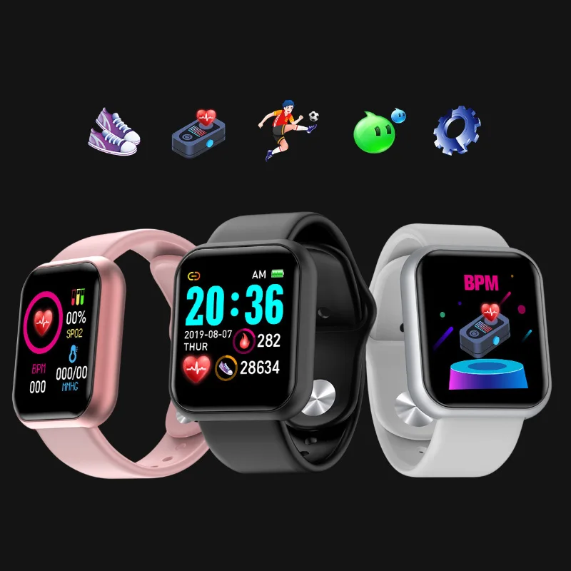 Multifunctional Smart Watch Men Women Kids Gift Bluetooth Music Fitness Sports Bracelet Sleep Monitor Y68 Smartwatch D20 116Plus