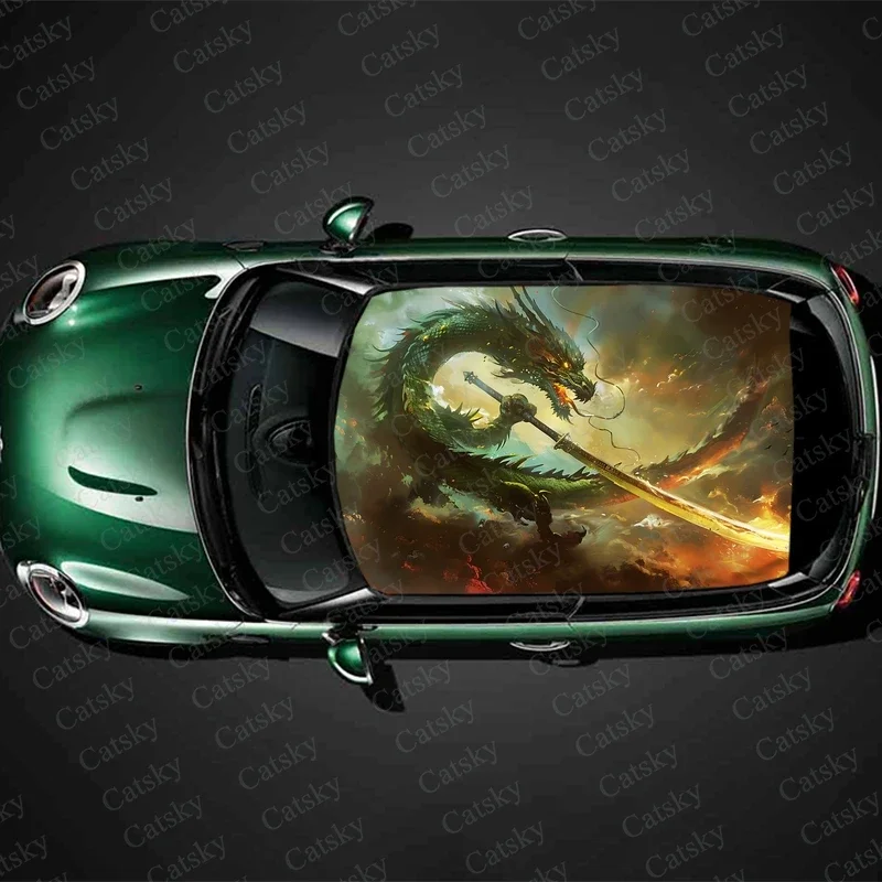 

Dragon Flying in Sky Car Roof Sticker Wrap Racing SUV Accessories Packaging Painted PVC Custom Car Graphic Decal