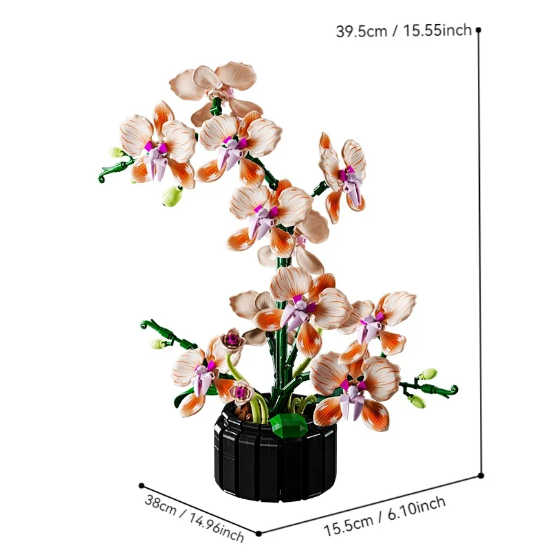 Creatieve Technische 866pcs Orchidee Boeket Bloem Model Bouwstenen Set MOC Stijl Montage Bricks Valentijn Cadeau
