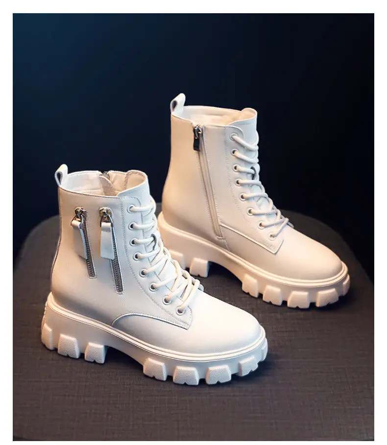 

Women'S Ankle Boots, Women'S Leather Boots, Side Zipper Short Boots With Thick Soles