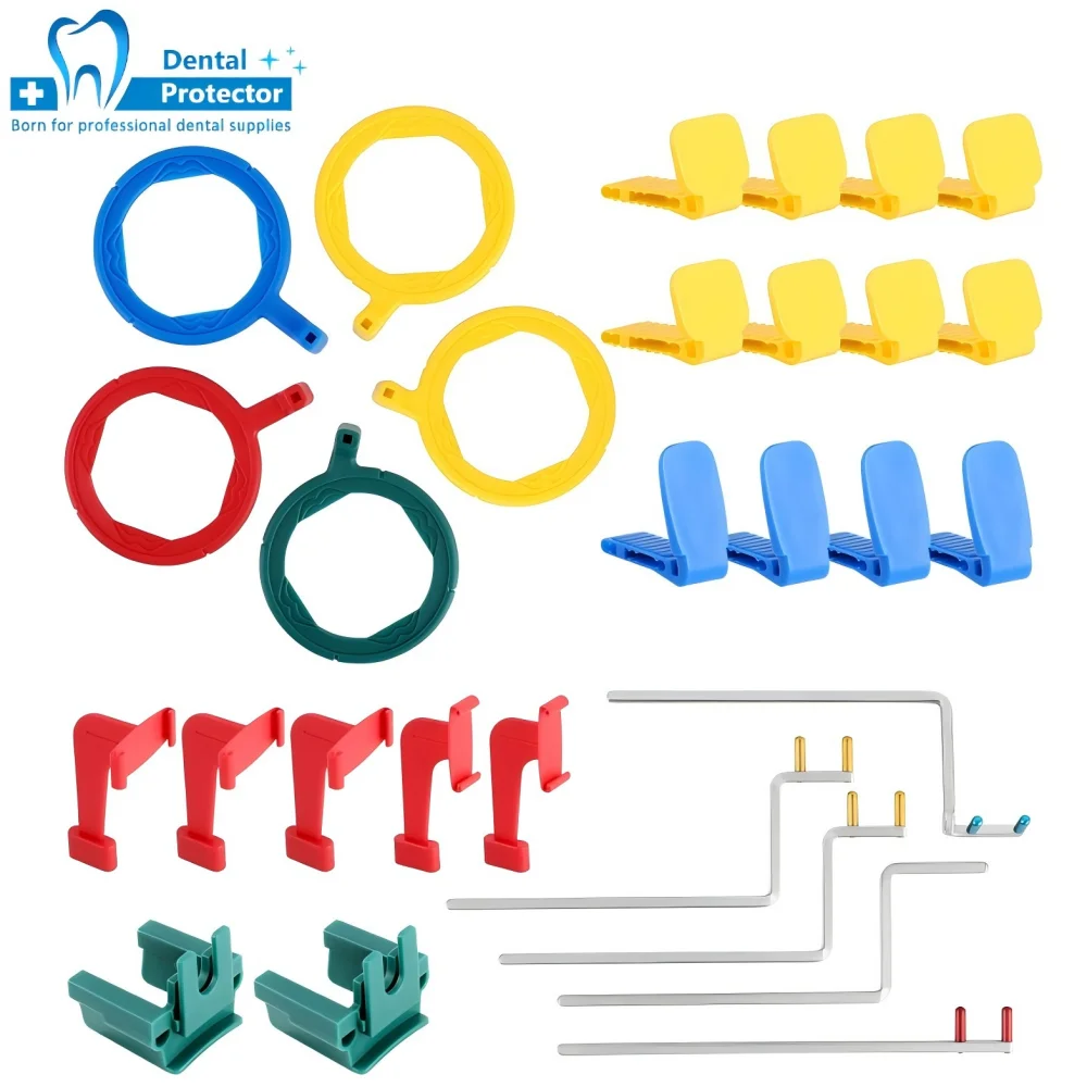 1set Dental Intra Oral X-Ray Film Positioning System Complete Colorful FPS3000 Aiming Rings Indicator Arms Bite Blocks