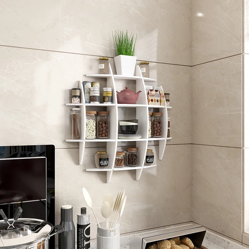 

Wall-mounted Dining Room Storage Rack - Non-perforated Round Shelf, Special-shaped Teapot Organizer, Stylish and Functional