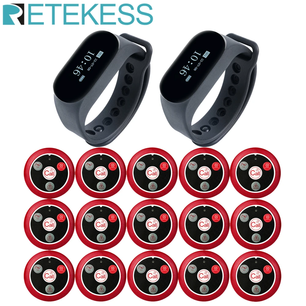 

RETEKESS Hookah Wireless Waiter Calling System Restaurant Pager 2 TD112 Waterproof Waiter Watch 15 T117 Call Button For Cafe Bar