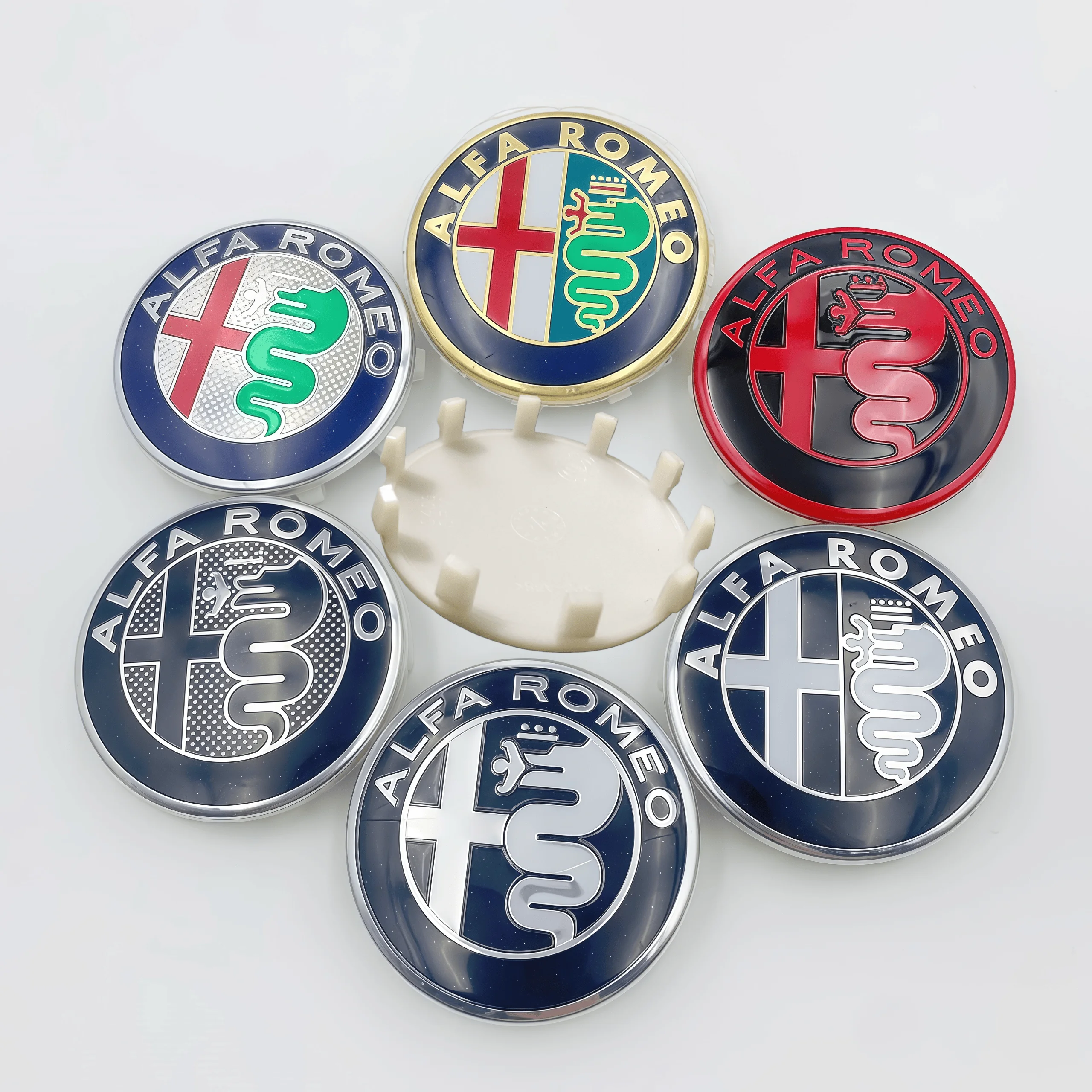 4 Uds 60MM 10pin GTAM emblemas de coche cubiertas centrales de rueda pegatinas de tapacubos para Alfa Romeo 166 159 Giulia Giulietta Mito Stelvio GT