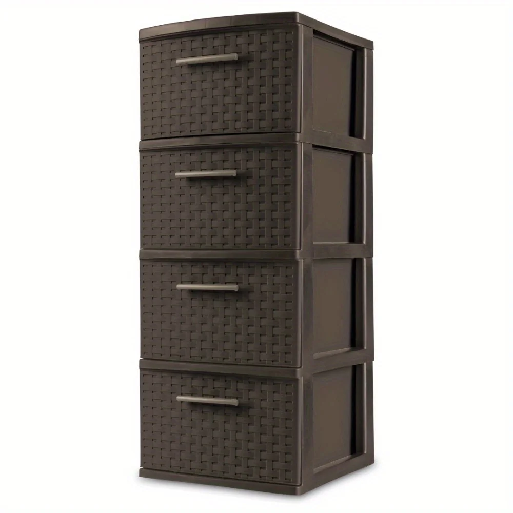 

4 drawer woven patterned plastic storage cabinet with beautiful design for easy cleaning, suitable for storing items elsewhere