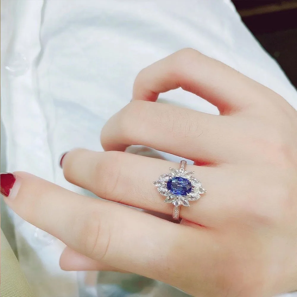 Huitan Chic Blue Cubic Zirconia Lady\'s Ring for Wedding Anniversary Party Luxury Fashion Women Accessories Nice Gift New Jewelry