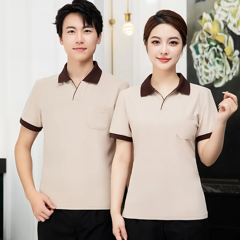 

Cleaning uniformtSummer short-sleeve shirt for hotel cleaners, hotel staff, housekeeping, catering, and service workers' uniform