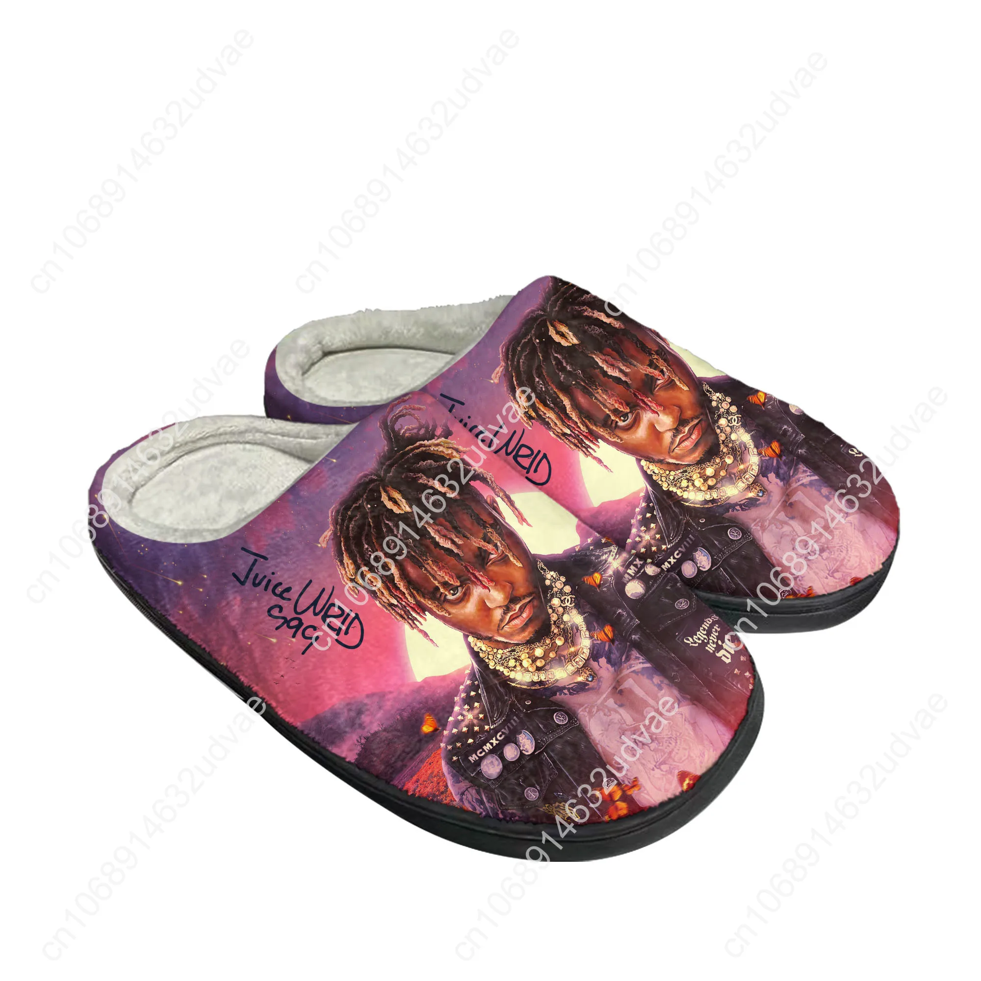 Juice Wrld 999 Hip Hop Rapper Home Cotton Custom Slippers Mens Women Sandals Plush Casual Keep Warm Shoes Couple Thermal Slipper