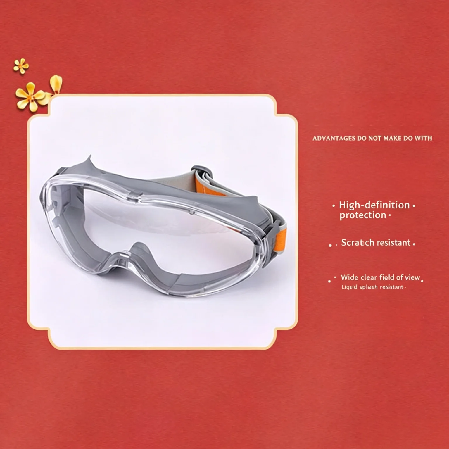 Dual-color High Definition Safety Goggles, Impact & Splash Resistant, Can Be Worn Over Myopia Glasses